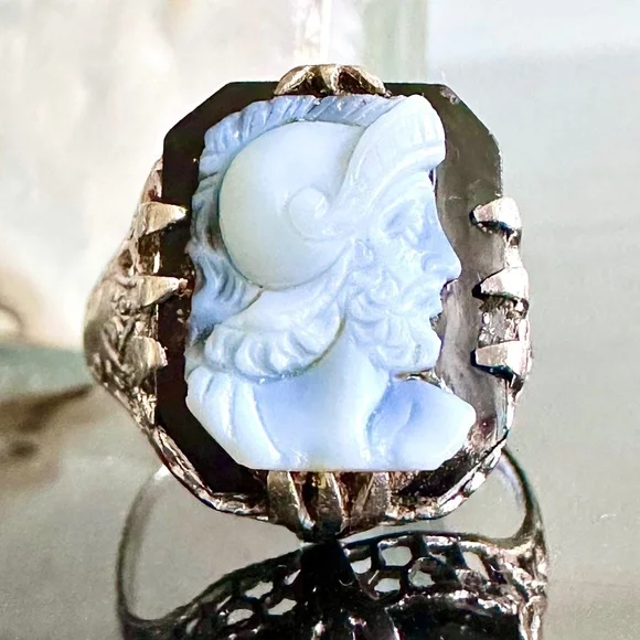 Titanic-Connection 14K White Gold Ostby Barton Intaglio Ring Size 6.5 - Picture 3 of 15